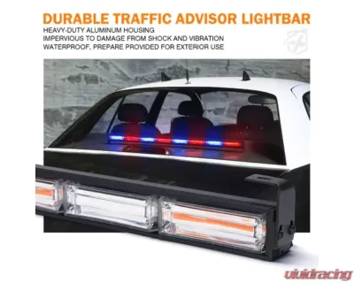 Xprite 35inch Red | Blue Controller COB LED 8 Series Traffic Advisor Strobe Light Bar - TAL-COB-G1-8M-RB