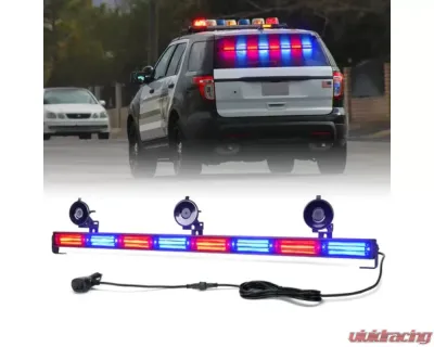 Xprite 35inch Red | Blue Controller COB LED 8 Series Traffic Advisor Strobe Light Bar - TAL-COB-G1-8M-RB
