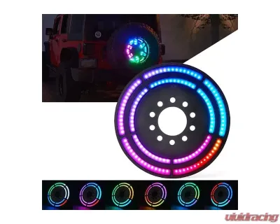 Xprite RGB Dual Ring Spare Tire Brake Light Jeep Wrangler JK | JL 2007+ - TL-JK-WHEEL-G7