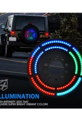 Xprite RGB Dual Ring Spare Tire Brake Light Jeep Wrangler JK | JL 2007+                                     - TL-JK-WHEEL-G7 - Image 4