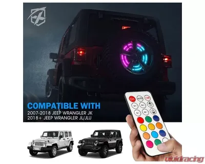Xprite RGB Dual Ring Spare Tire Brake Light Jeep Wrangler JK | JL 2007+ - TL-JK-WHEEL-G7