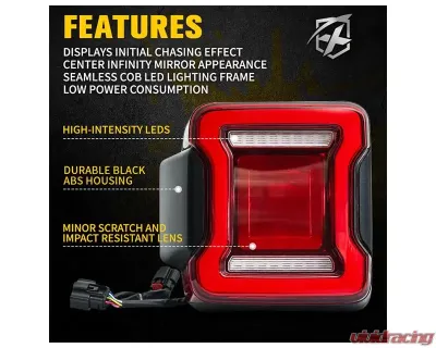 Xprite Infinity Series Taillights Jeep Wrangler JL 2018+ - TL-JL-SMK-G2