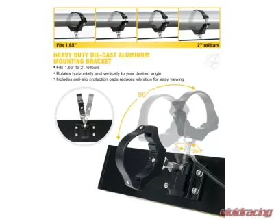 Xprite 9inch Curved UTV Rear View Mirror with LED Lights | Spirit Series - UTV-CM-G17-9IN
