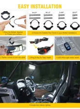 Xprite 9inch Curved UTV Rear View Mirror with LED Lights | Spirit Series                                     - UTV-CM-G17-9IN - Image 4