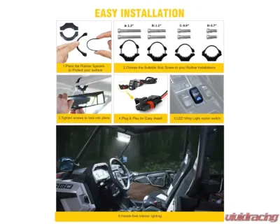 Xprite 9inch Curved UTV Rear View Mirror with LED Lights | Spirit Series - UTV-CM-G17-9IN