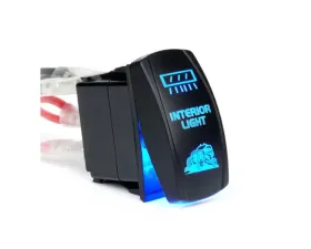 Xprite 5 Pin Laser Blue Center Mirror Interior Light SPST On | Off Rocker Switch