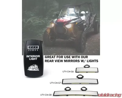 Xprite 5 Pin Laser Blue Center Mirror Interior Light SPST On | Off Rocker Switch - UTV-CM-SWITCH
