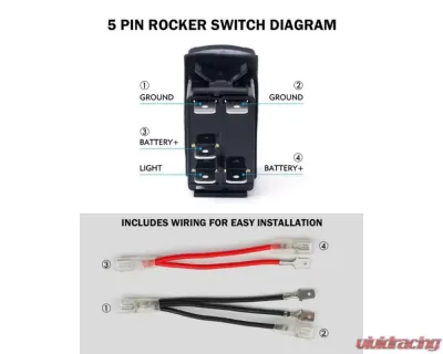 Xprite 5 Pin Laser Blue Center Mirror Interior Light SPST On | Off Rocker Switch - UTV-CM-SWITCH