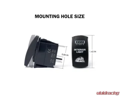 Xprite 5 Pin Laser Blue Center Mirror Interior Light SPST On | Off Rocker Switch - UTV-CM-SWITCH