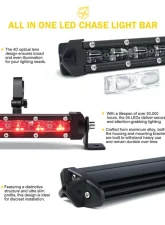 Xprite SL Series 25.5" Slim LED Rear Chase Light Bar Red/White/Amber/Red                                     - UTV-RSL-G15-RWYR - Image 2