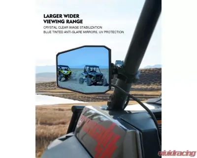 Xprite Clear UTV Anti-Glare Side Mirrors with LED Spot Lights | Destiny Series - UTV-SM-G13-CLR