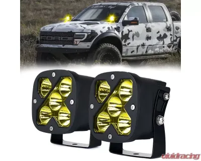 Xprite 2piece 3inch Amber LED Light Pods | X-Beam Series - WL-25CS-AMBER-2PC
