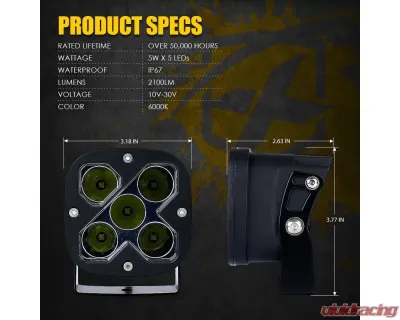 Xprite 2piece 3inch Amber LED Light Pods | X-Beam Series - WL-25CS-AMBER-2PC