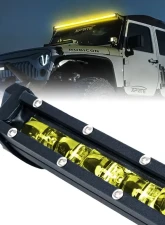 Xprite 14inch Yellow Flood Beam LED Light Bar | Ultra Thin Astro Series                                     - WL-C6-60SS-CR-AMBER - Image 3
