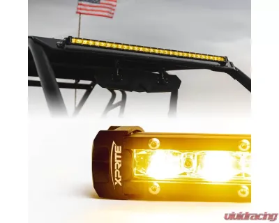Xprite 20inch Yellow Flood Beam LED Light Bar | Ultra Thin Astro Series - WL-C6-90SS-CR-AMBER
