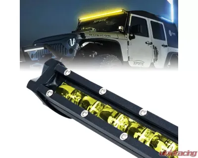 Xprite 20inch Yellow Flood Beam LED Light Bar | Ultra Thin Astro Series - WL-C6-90SS-CR-AMBER