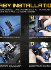 Xprite Black Aluminum Hood Latch Kit Jeep Wrangler JK | Jeep Wrangler JL 2007+                                     - ZS-0104 - Image 4