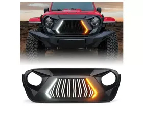 Xprite Front Grille w/ Turn Signal Matte Black Jeep Gladiator | Wrangler 2018+