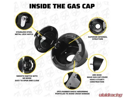 Xprite Bedrock Series Gas Cap Cover Without Key Latch Jeep Wrangler JL 2018+ - ZS-0133-JL-G1