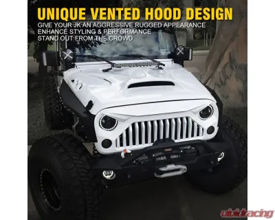 Xprite USA Fiberglass Hood with Scoop Vent | Beast Series Jeep Wrangler 2007-2018 - JP-0139-JK