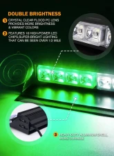 Xprite USA Windshield Dash Strobe Lights Green                                     - WSL-G3-16IN-G - Image 2