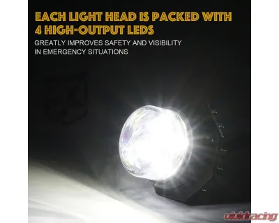 Xprite USA LED Hideaway Strobe Lights | Covert Series White/Red 4pcs - 52013-4-WR