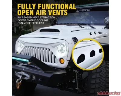 Xprite USA Fiberglass Hood with Scoop Vent | Beast Series Jeep Wrangler 2007-2018 - JP-0139-JK