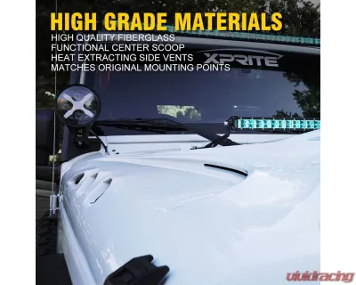 Xprite USA Fiberglass Hood with Scoop Vent | Beast Series Jeep Wrangler 2007-2018 - JP-0139-JK