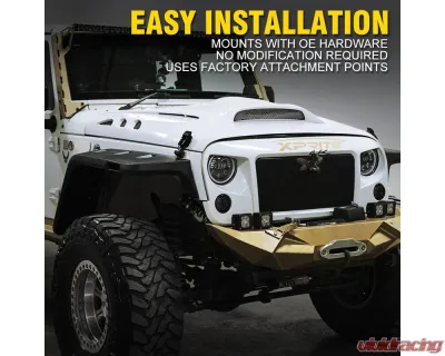 Xprite USA Fiberglass Hood with Scoop Vent | Beast Series Jeep Wrangler 2007-2018 - JP-0139-JK