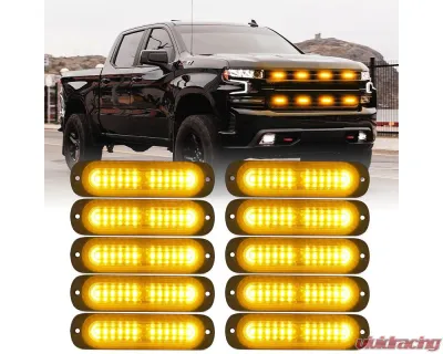 Xprite USA Flush Mount Side Marker Emergency Strobe Light Amber - Set of 10 | Alert 12 Series - 52026S-12-Y-10PC