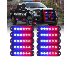 Xprite Alert 6 Series 6W Flush Mount Side Marker Emergency Strobe Light - Set of 10 Red/Blue