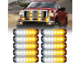 Xprite USA Xprite Alert 6 Series 6W Flush Mount Side Marker Emergency Strobe Light - 10 pcs White/Amber