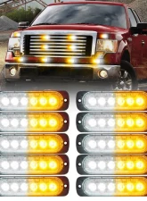 Xprite USA Xprite Alert 6 Series 6W Flush Mount Side Marker Emergency Strobe Light - 10 pcs White/Amber                                     - 52026T-6-WY-10PC - Image 7