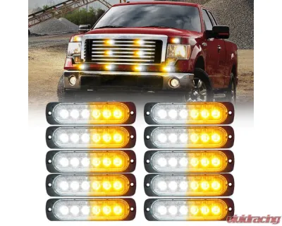 Xprite USA Xprite Alert 6 Series 6W Flush Mount Side Marker Emergency Strobe Light - 10 pcs White/Amber - 52026T-6-WY-10PC