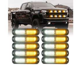 Xprite USA Flush Mount Side Marker Emergency Strobe Light White/Amber - Set of 10 | Alert 12 Series