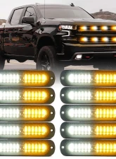 Xprite USA Flush Mount Side Marker Emergency Strobe Light White/Amber - Set of 10 | Alert 12 Series                                     - 52026S-12-WY-10PC - Image 6