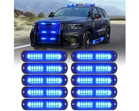 Xprite USA Flush Mount Side Marker Emergency Strobe Light Blue - Set of 10 | Alert 12 Series