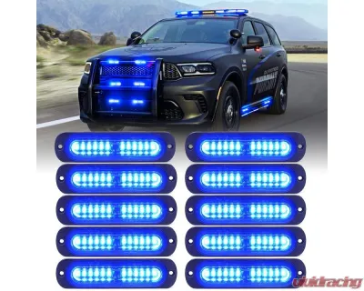 Xprite USA Flush Mount Side Marker Emergency Strobe Light Blue - Set of 10 | Alert 12 Series - 52026S-12-B-10PC