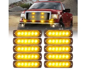 Xprite USA Xprite Alert 6 Series 6W Flush Mount Side Marker Emergency Strobe Light - 10 pcs Amber