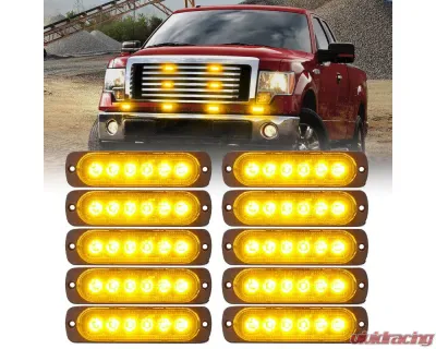 Xprite USA Xprite Alert 6 Series 6W Flush Mount Side Marker Emergency Strobe Light - 10 pcs Amber - 52026T-6-Y-10PC