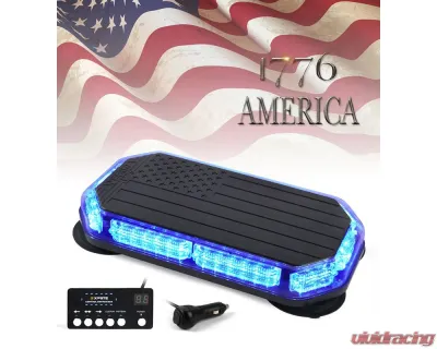 Xprite USA 42 LED Rooftop Strobe Light with American Flag Design Blue - SLL-C120-G5-B