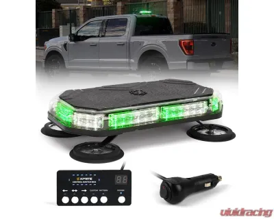 Xprite USA LED Emergency Strobe Light with Magnetic Mount Tall Green and White - XP-SLL-C120M-G2-WG