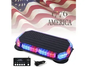 Xprite USA 42 LED Rooftop Strobe Light with American Flag Design Blue/Red