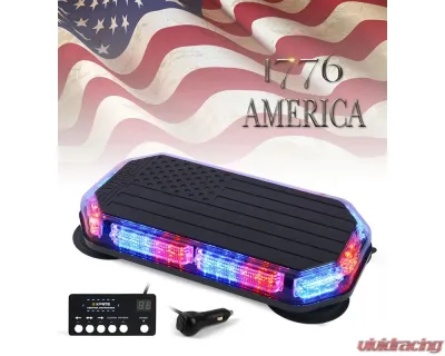 Xprite USA 42 LED Rooftop Strobe Light with American Flag Design Blue/Red - SLL-C120M-G5-RB