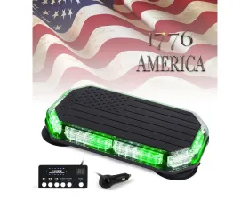 Xprite USA 42 LED Rooftop Strobe Light with American Flag Design Green