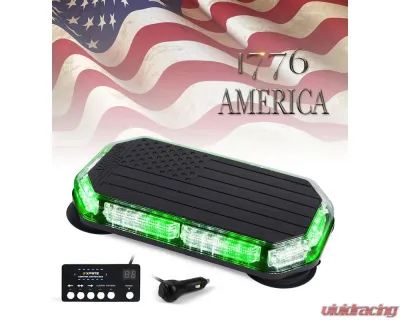 Xprite USA 42 LED Rooftop Strobe Light with American Flag Design Green - SLL-C120-G5-G