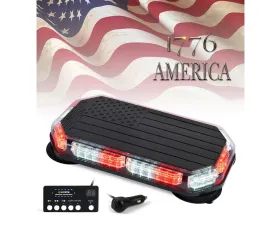 Xprite USA 42 LED Rooftop Strobe Light with American Flag Design White/Red