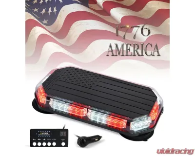 Xprite USA 42 LED Rooftop Strobe Light with American Flag Design White/Red - SLL-C120M-G5-WR