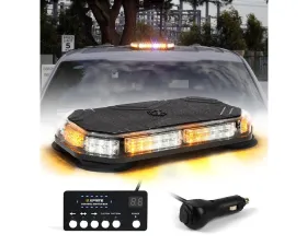 Xprite USA LED Emergency Strobe Light with Magnetic Mount Short White and Amber