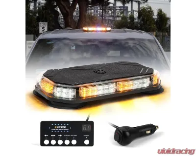 Xprite USA LED Emergency Strobe Light with Magnetic Mount Short White and Amber - XP-SLL-C120M-G1-WY